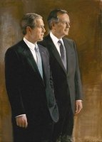President George W. Bush & President George H. W. Bush Oil on canvas 55 � x 40